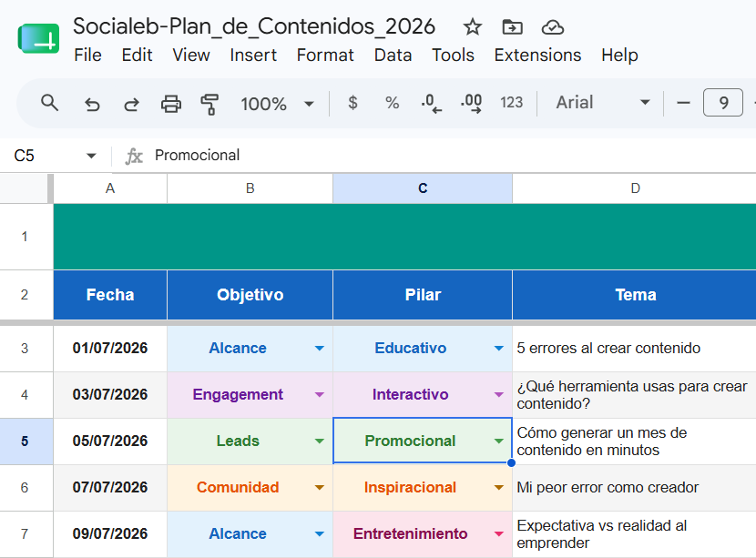 📅 Plantillas de Excel para redes sociales: organiza tu contenido (y tu cabeza) de una vez 2 plantilla de excel para redes sociales